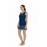 U.S. Polo Assn. Kadın Pijama Takımı, Çiçekli Desen, Kolsuz, Kısa Paça, Kahverengi, M Beden