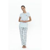 U.S. Polo Assn. Kadın Pijama Takımı, Kısa Kollu, Yarım Patlı, Mavi, M Beden