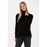 U.S. Polo Assn. Kadın Siyah Basic Boğazlı Kazak 50307742-VR046 - Siyah-128 - XL