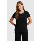 U.S. Polo Assn. Kadın Siyah Basic Tişört Kolsuz Pamuklu Trend Stil Regular Fit 50323450-VR046