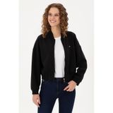 U.S. Polo Assn. Kadın Siyah Bisiklet Yaka Fermuarlı Sweatshirt 50299000-vr046