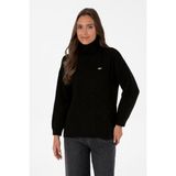 U.S. Polo Assn. Kadın Siyah Boğazlı Kazak 50309658-VR046 - Siyah-128 - XL