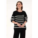 U.S. Polo Assn. Kadın Siyah Çizgili Bisiklet Yaka Sweatshirt 50297279-vr046