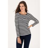 U.S. Polo Assn. Kadın Siyah Çizgili Bisiklet Yaka Sweatshırt 50314203-VR046