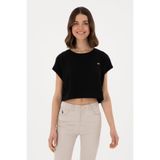 U.S. Polo Assn. Kadın Siyah Crop Bisiklet Yaka Tişört 50305682-vr046