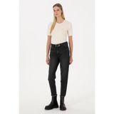 U.S. Polo Assn. Kadın Siyah Mom High Waist Fit Jean Pantolon 50316576-DN0027 - Black - 34
