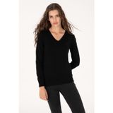 U.S. Polo Assn. Kadın Siyah V Yaka Basic Kazak 50313590-VR046
