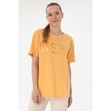 U.S. Polo Assn. Kadın Turuncu Bisiklet Yaka Basic Tişört 50300850-VR202 - Kavun