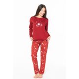 U.S Polo Assn. Kadın Uzun Kollu Bisiklet Yaka Pijama Takımı, Bordo, S Beden