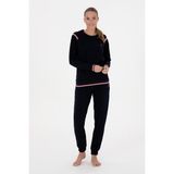 U.s. Polo Assn. Kadın Uzun Kollu Yuvarlak Yaka Dar Paça Pamuklu Kışlık Pijama Takımı S25118 - Lacivert