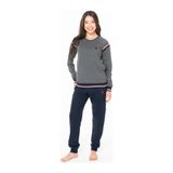 U.S. POLO ASSN. Kadın Uzun Kollu Yuvarlak Yaka Dar Paça Pamuklu Kışlık Pijama Takımı S26118-ANTRASIT-2XL