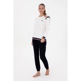 U.s. Polo Assn. Kadın Uzun Kollu Yuvarlak Yaka Dar Paça Pamuklu Kışlık Pijama Takımı S26118 - Ekru - XL