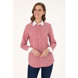 U.S. Polo Assn. Kadın Vişne Çizgili Uzun Kollu Tunik Gömlek 50297107-vr223