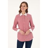 U.S. Polo Assn. Kadın Vişne Çizgili Uzun Kollu Tunik Gömlek 50297107-vr223