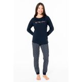 U.S. POLO ASSN. Kadın%100 Pamuklu Uzunkol Dar Paça Mevsimlik Ev Giyim Pijama Takım-LACİVERT-XL