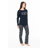 U.S. POLO ASSN. Kadın%100 Pamuklu Uzunkol Mevsimlik Ev Giyim Pijama Takım-LACİVERT-L