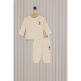 U.S. Polo Assn. Kız Bebek Eşofman Takımı, Krem, Yıldız Desenli, 6-9 Ay