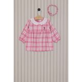 U.S. Polo Assn. Kız Bebek Pembe Ekose Elbise, Bebe Yaka, 2'li Takım, 3 Yaş