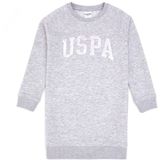 U.S. Polo Assn. Kız Çocuk Açık Gri Melanj Payet Detaylı Bisiklet Yaka Sweat Örme Elbise 50314313-VR091 - 5 - 6 Yaş