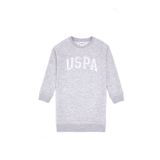 U.S. Polo Assn. Kız Çocuk Açık Gri Melanj Payet Detaylı Bisiklet Yaka Sweat Örme Elbise 50314313-VR091