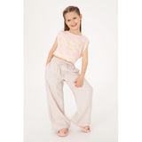 U.S. Polo Assn. Kız Çocuk Bej Pantolon (Kanvas-Chino) 50309120-VR011, Beyaz, 6-7 Yaş