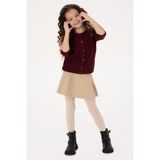 U.S. Polo Assn. Kız Çocuk Bordo Düğmeli Bisiklet Yaka Triko Hırka 50316292-VR177 - 6 - 7 Yaş