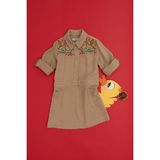 U.S. Polo Assn. Kız Çocuk Camel Cep Detaylı İşlemeli Dokuma Elbise 50271202-VR085 - 13 - 14 Yaş