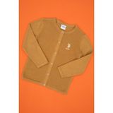 U.S. Polo Assn. Kız Çocuk Camel Düğmeli Bisiklet Yaka Triko Hırka 50316292-VR015 - Camel - Altın - 3 - 4 Yaş