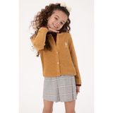 U.S. Polo Assn. Kız Çocuk Camel Düğmeli Bisiklet Yaka Triko Hırka 50316292-VR015 - Camel - Altın - 8 - 9 Yaş