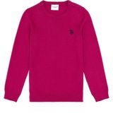 U.S. Polo Assn. Kız Çocuk Fuşya Bisiklet Yaka Basic Kazak 50293586-VR252 - Fuşya - Açık Bej - 3 - 4 Yaş