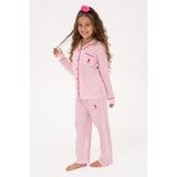 U.S. Polo Assn. Kız Çocuk Fuşya Çizgili Pijama Takımı 50318940-VR023 - 6 - 7 Yaş