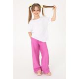 U.S. Polo Assn. Kız Çocuk Fuşya Loose Fit Modal Karışımlı Kanvas Pantolon 50309120-VR023 - 4 - 5 Yaş - Dropsuz