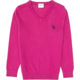 U.S. Polo Assn. Kız Çocuk Fuşya V Yaka Basic Kazak 50316777-VR023 - 11 - 12 Yaş