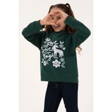 U.S. Polo Assn. Kız Çocuk Koyu Yeşil Bisiklet Yaka Sweatshirt 50317922-VR079 - 9 - 10 Yaş