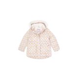 U.S. Polo Assn. Kız Çocuk Krem Çiçek Desenli İçi Polar Kapüşonlu Mont 50313063-VR256