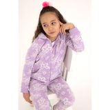 U.S. Polo Assn. Kız Çocuk Lila Kapüşonlu Fermuarlı Çiçekli Sweatshirt 50317959-VR034