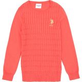U.S. Polo Assn. Kız Çocuk Nar Çiçeği Basic Bisiklet Yaka Kazak 50288894-VR239 - 7 - 8 Yaş