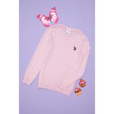 U.S. Polo Assn. Kız Çocuk Pembe Bisiklet Yaka Basic Kazak 50293586-VR041 - 7 - 8 Yaş - Pembe-01
