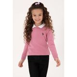 U.S. Polo Assn. Kız Çocuk Pembe Bisiklet Yaka Basic Kazak 50316808-VR167 - Koyu Pembe - 5 - 6 Yaş