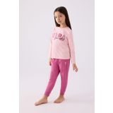 U.S. Polo Assn Kız Çocuk Pembe Uzun Kol Pijama Takım