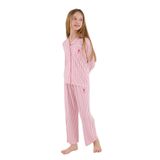 U.S. Polo Assn. Kız Çocuk Pijama Takımı, Çizgili, Uzun Kol, Lastikli Paça, 9-10 Yaş