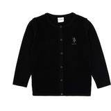 U.S. Polo Assn. Kız Çocuk Siyah Düğmeli Bisiklet Yaka Triko Hırka 50316292-VR046 - Siyah-128 - 4 - 5 Yaş