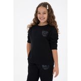 U.S. Polo Assn. Kız Çocuk Siyah Simli Baskı Detaylı Bisiklet Yaka Basic Sweatshirt 50314289-VR046 - 11 - 12 Yaş - Siyah-128