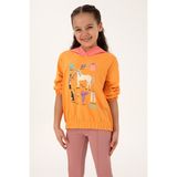 U.S. Polo Assn. Kız Çocuk Turuncu Kapüşonlu Sweatshirt 50317906-VR244 - Mango - 9 - 10 Yaş