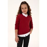 U.S. Polo Assn. Kız Çocuk Vişne V Yaka Basic Kazak 50294198-VR223 - Vişne Çürüğü - 7 - 8 Yaş