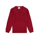 U.S. Polo Assn. Kız Çocuk Vişne V Yaka Basic Kazak 50294198-vr223