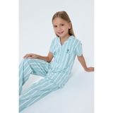 U.s. Polo Assn. Kız Çocuk Yeşil Gömlek Pijama Takım - 10 - 11 Yaş