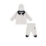 U.S. POLO ASSN. Krem Çıtçıtlı Gömlek Yaka Patikli Alt Bebek 3Lü Takım (krem, Regular), 06-09AY