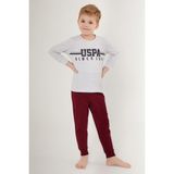 U.S. Polo Assn. Line Pattern Beyaz Erkek Çocuk Uzun Kol Pijama Takım - Kar Melanj - 5 - 6 Yaş