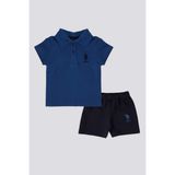 U.S. Polo Assn. Lisanslı Collar Cobalt Erkek Bebek Takımı - 9 - 12 Ay - Mavi